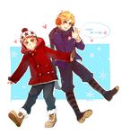  blonde_hair catsizuru coat dio_brando dual_persona hat jojo_no_kimyou_na_bouken male_focus multiple_boys red_eyes scarf winter_clothes 