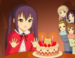  akiyama_mio birthday_cake cake food happy_birthday hirasawa_yui jophiel k-on! kotobuki_tsumugi multiple_girls nakano_azusa tainaka_ritsu 