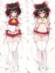  ascot blush bow breast_lift breasts brown_eyes brown_hair censored dakimakura detached_sleeves downscaled full-face_blush full_body greatmosu hair_bow hair_ornament hair_ribbon hair_tubes hakurei_reimu heart heart-shaped_pupils heart_censor highres jpeg_artifacts large_breasts long_sleeves looking_at_viewer lying md5_mismatch microskirt midriff multiple_views navel no_bra on_back on_bed open_mouth panties panties_aside resized ribbon shirt shirt_lift short_hair skindentation skirt smile symbol-shaped_pupils thighhighs touhou underwear white_legwear wide_sleeves zettai_ryouiki 