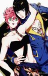  1girl black_hair bob_cut bruno_buccellati green_eyes jojo_no_kimyou_na_bouken pink_hair rena_(renasight) trish_una vento_aureo zipper 