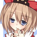  blanc blue_eyes blush brown_hair close-up hat looking_at_viewer meimu_(infinity) neptune_(series) short_hair solo 