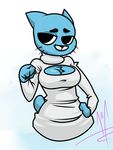  anthro blue_fur cat cleavage clothed clothing dublymike dublyoo feline female fur mammal mature_female mother nicole_watterson parent solo sweater the_amazing_world_of_gumball wide_hips 