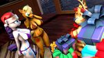  2015 3d_(artwork) anthro applejack_(mlp) big_breasts bra breasts button&#039;s_mom cgi christmas cleavage clothed clothing digital_media_(artwork) earth_pony equine fan_character female friendship_is_magic group holidays horn horse huge_breasts indigosfm mammal my_little_pony panties pony rarity_(mlp) skimpy underwear unicorn 