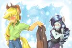  2015 anthro anthrofied applejack_(mlp) blush clothing coloratura_(mlp) duo equine female friendship_is_magic hi_res horse jacket mammal my_little_pony pony sparkles thegreatrouge 
