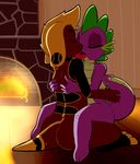  2015 anthro canine dog dragon duo fire fireplace french_kissing friendship_is_magic girly hi_res kissing male male/male mammal my_little_pony saurian_(artist) spike_(mlp) tongue 