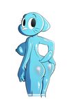  anthro blue_fur breasts butt cat feline female fur hand_on_butt hi_res looking_back mammal mature_female milkandjuice mother nicole_watterson nude parent side_boob solo the_amazing_world_of_gumball 
