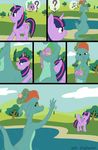  2014 ? anthro brown_hair caluriri cloud comic crossover cute cutie_mark disney dragon english_text equine eyes_closed feathers female feral friendship_is_magic fur grass green_scales group hair half-closed_eyes hat hi_res holding horn lake male mammal motherly my_little_pony nessie nude open_mouth purple_eyes purple_feathers purple_fur purple_hair purple_scales raised_arm raised_tail scales scalie singing size_difference sky sleeping smile speech_bubble spike_(mlp) teeth text the_ballad_of_nessie tongue tree twilight_sparkle_(mlp) water wide_hips winged_unicorn wings young 