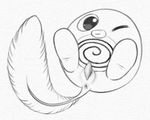  2015 amphibian erection feral looking_at_viewer low_res male monochrome nintendo one_eye_closed pencil_(artwork) penis pok&eacute;mon poliwag simple_background solo tadpole traditional_media_(artwork) video_games white_background wink yaroul 