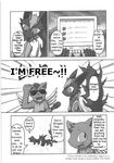  ambiguous_gender angel anthro canine cat claws comic computer demon dog english_text eyewear fangs feline fur greyscale hair hi_res horn japanese_text male mammal manga monochrome ripper_torsent seishun_18kin_kippu4 sunglasses teeth text translated wings 