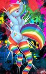  2015 anthro anthrofied butt clothing codeine cutie_mark equine female friendship_is_magic hair horse legwear mammal multicolored_hair my_little_pony pony rainbow_dash_(mlp) rainbow_hair rainbow_tail solo striped_legwear stripes 