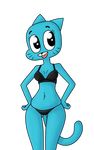  anthro blue_fur bra cat clothed clothing feline female fur mammal mature_female mother navel nicole_watterson panties paradox-sin parent smile solo the_amazing_world_of_gumball underwear wide_hips 