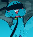  anthro bdsm blindfold blue_fur cat collar feline female flat_chested fur leash lying mammal mature_female missionary_position mother nicole_watterson nipples on_back open_mouth paperclip_(artist) parent pussy sex solo the_amazing_world_of_gumball 