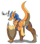  2015 anus butt capcom dragon female flying_wyvern hi_res kingbeast monster_hunter pussy simple_background smile solo stripes teeth tigrex video_games white_background wings wyvern 