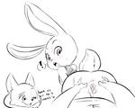  ! 2015 anthro anus black_nose blush breasts butt canine clothing disney duo female fox fur hair hearlesssoul hi_res judy_hopps lagomorph looking_at_viewer male male/female mammal nick_wilde open_mouth pussy rabbit raised_tail spreading surprise text thigh_gap zootopia 