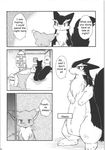  anthro atoru black_nose canine comic dialogue doujinshi duo english_text fluffy_tail fox fur greyscale hi_res japanese_text male mammal monochrome open_mouth seishun_18kin_kippu4 sleepy text translated waato young 遠山紅白 