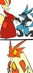  avian bird blaziken canine chicken delphox fox jealousy kneeling lucario mammal nintendo pok&eacute;mon rott-ing-root smile video_games 