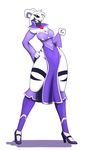  anthro asriel_dreemurr black_sclera boss_monster breasts caprine clothed clothing crossgender dress female fur hi_res high_heels horn lips long_ears mammal markings monster r-mk solo standing undertale video_games white_fur wide_hips 