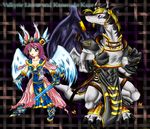  2012 animal_humanoid anthro bandage barefoot black_feathers blonde_hair blue_eyes boots clothed clothing dragon dress duo feathers female footwear fur gloves hair horn humanoid lagomorph legendz linvar long_hair male mammal melee_weapon muscular purple_hair ranshiin scalie scar size_difference slit_pupils sword tigerlilylucky weapon white_feathers white_fur wings yellow_eyes 