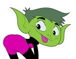  balls beast_boy blush butt clothing green_skin male not_furry presenting solo teen_titans teen_titans_go tounge_out unknown_artist 