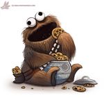  2015 chewbacca cookie cookie_jar cookie_monster cryptidcreations death_star derp_eyes eating food fur monster simple_background sitting solo star_wars white_background 