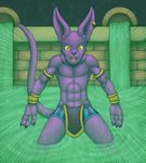  anthro beerus cat chokodonkey clothed clothing dragon_ball feline half-dressed hi_res male mammal solo standing topless wet 