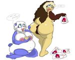  anal anthro anubian_jackal anus bear big_breasts big_butt blpanda breasts butt canine chubby cute dripdry female food hair jackal mammal nipples nude panda pussy solo sweat taco wide_hips 