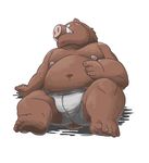  anthro boar briefs chubby clothed clothing half-dressed hi_res lei_gi male mammal moobs porcine sitting solo topless underwear 