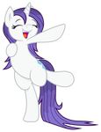  equine eyes_closed female friendship_is_magic fur happy horn horse mammal my_little_pony open_mouth pointing pony rarity_(mlp) simple_background solo unicorn unknown_artist white_fur 