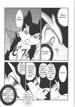  anthro atoru black_nose canine comic dialogue doujinshi duo english_text fox fur greyscale heat hi_res horny japanese_text male mammal monochrome open_mouth seishun_18kin_kippu4 text translated waato young 遠山紅白 