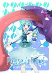  bad_id bad_pixiv_id blue_eyes blue_hair character_doll chibi cover doll green_hair heterochromia karakasa_obake kochiya_sanae makino_(ukiuo) purple_umbrella sandals short_hair solo tatara_kogasa tongue touhou umbrella 