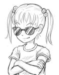  crossed_arms deal_with_it female hair_ornament ibarazaki_emi katawa_shoujo monochrome solo sunglasses twintails white_background 