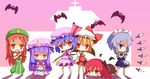  :d animal bad_id bad_pixiv_id bangs bat blunt_bangs braid chibi crescent crescent_hair_ornament dagger expressionless flandre_scarlet frills hair_ornament hat hat_ribbon hong_meiling izayoi_sakuya knife koakuma looking_at_viewer lying mob_cap multiple_girls open_mouth patchouli_knowledge red_eyes remilia_scarlet ribbon scarlet_devil_mansion shaded_face shiki_(guwang) short_sleeves smile star the_embodiment_of_scarlet_devil touhou twin_braids weapon 