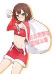  baka_to_test_to_shoukanjuu belt christmas hair_ornament hairclip kinoshita_hideyoshi male_focus midriff miz otoko_no_ko ribbon sack santa_costume solo 