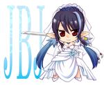  asaki_yukia blue_hair bridal_veil bride chibi dress judith pointy_ears red_eyes smile sword tales_of_(series) tales_of_vesperia veil weapon wedding_dress 