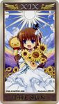  blue_eyes brown_hair crown dress fang flower happy smile tarot tarot_card umineko_no_naku_koro_ni ushiromiya_maria 