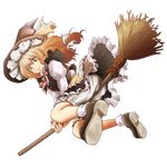  ao_usagi blonde_hair bloomers broom full_body hat highres kirisame_marisa shoes smile solo touhou transparent_background underwear witch witch_hat 