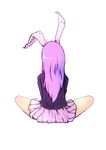  absurdres animal_ears back blazer bunny_ears from_behind highres indian_style jacket long_hair purple_hair reisen_udongein_inaba sitting skirt solo touhou transparent_background 
