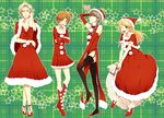  bad_id bad_pixiv_id crossdressing hanamura_yousuke hat kuma_(persona_4) male_focus multiple_boys narukami_yuu otoko_no_ko persona persona_4 santa_costume santa_hat tatsumi_kanji tayako thighhighs 