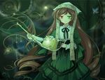  bad_id bad_pixiv_id brown_hair bug butterfly dress frills heterochromia insect long_hair mtyy ribbon rozen_maiden solo suiseiseki very_long_hair watering_can 
