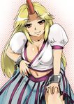  bad_id bad_pixiv_id blonde_hair breasts chain cleavage horn hoshiguma_yuugi hyudora large_breasts long_hair navel solo touhou 