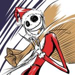  christmas jack_skellington lowres male_focus monokuro_sai oekaki pinky_out sack santa_costume smile solo the_nightmare_before_christmas 