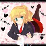  aiyan bad_id bad_pixiv_id blonde_hair necktie ponytail skirt socks solo umineko_no_naku_koro_ni ushiromiya_jessica 