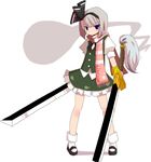 dual_wielding grey_hair hitodama holding houroku konpaku_youmu konpaku_youmu_(ghost) scarf solo sword touhou weapon 