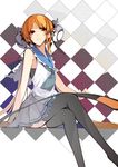  bad_id bad_pixiv_id black_legwear crossed_legs legs long_hair orange_hair original red_eyes sakura_sora sitting smile solo thighhighs 