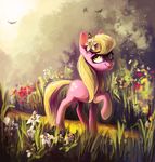  2015 arthropod blonde_hair butterfly dearmary equine female flower friendship_is_magic hair horse insect lily_(mlp) mammal my_little_pony plant pony solo 