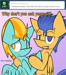  2014 blush couple dialogue dileak dileakstudios duo english_text equine female flash_sentry_(mlp) friendship_is_magic hi_res lightning_dust_(mlp) male mammal my_little_pony pegasus text tumblr waifu_theif wings 