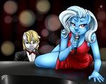  2015 anthro anthrofied blue_skin bow_tie clothed clothing dress duo ear_piercing equine female friendship_is_magic hair holding horn male mammal microphone musical_instrument my_little_pony pia-sama piano piercing prince_blueblood_(mlp) smile trixie_(mlp) unicorn white_skin 