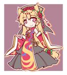  adapted_costume animal_ears black_dress blonde_hair blush_stickers chinese_clothes detached_sleeves dress flower fox_ears hair_flower hair_ornament hemogurobin_a1c junko_(touhou) kemonomimi_mode long_hair long_sleeves looking_at_viewer pink_eyes sleeves_past_wrists smile solo tabard touhou very_long_hair wide_sleeves 