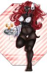  &lt;3 alcohol anthro arm_warmers beverage blush bow_tie breasts clothing erect_nipples female food hair half-closed_eyes hi_res legwear looking_at_viewer myett-wrath navel nipples panties red_hair reptile scalie smile solo standing thick_thighs thigh_highs turtle underwear wide_hips 