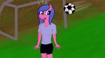  anthro ball blue_eyes blue_hair bryanshoot fan_character female football hair my_little_pony solo 
